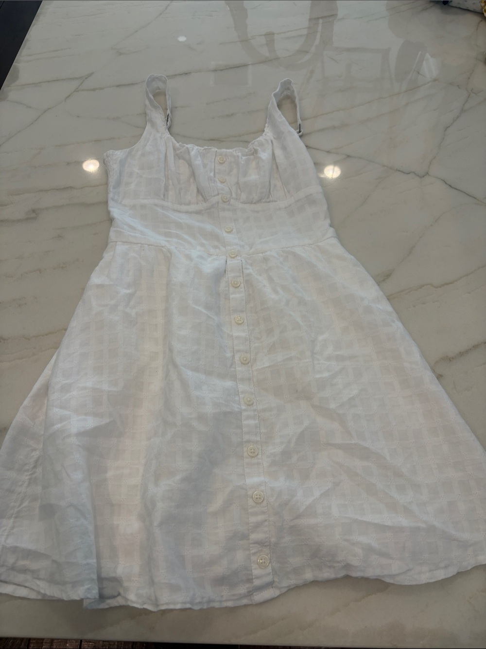 Hollister White Button-Front Mini Dress
